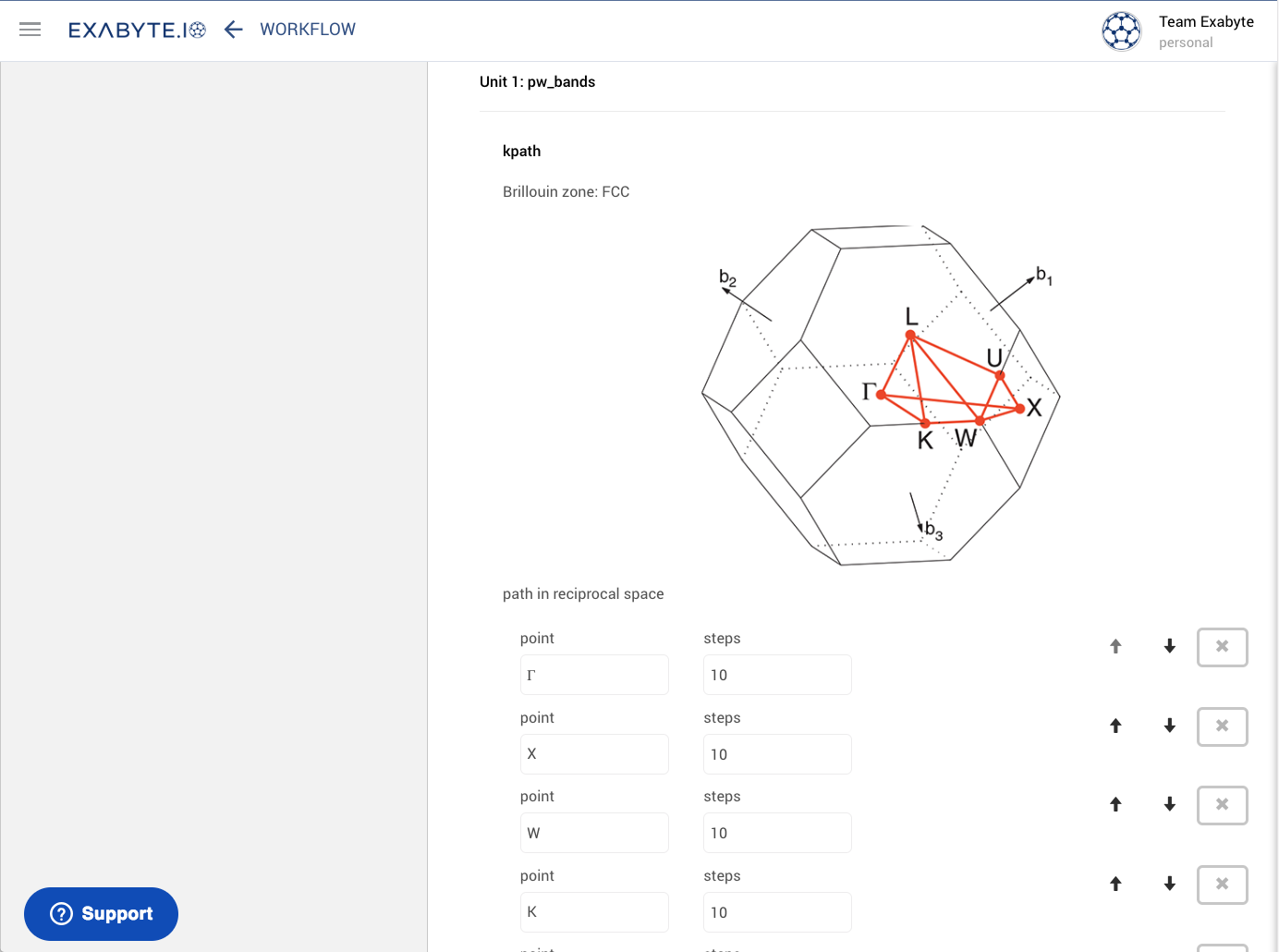 Paths in reciprocal space for dispersion calculations